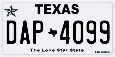 TX license plate DAP4099