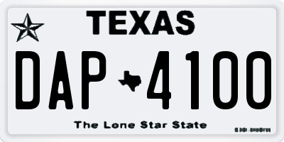 TX license plate DAP4100