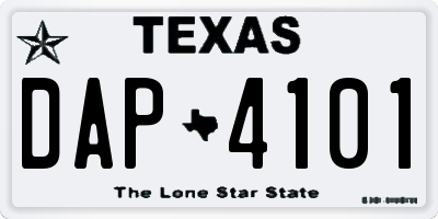 TX license plate DAP4101