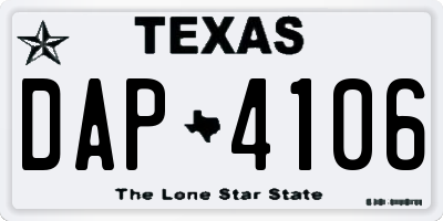 TX license plate DAP4106