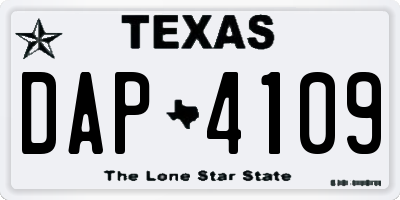 TX license plate DAP4109