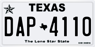 TX license plate DAP4110