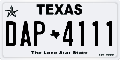 TX license plate DAP4111