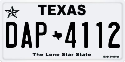 TX license plate DAP4112