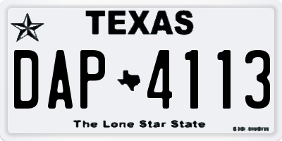 TX license plate DAP4113