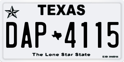TX license plate DAP4115