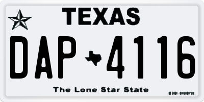 TX license plate DAP4116
