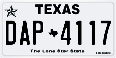 TX license plate DAP4117