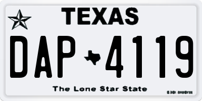 TX license plate DAP4119