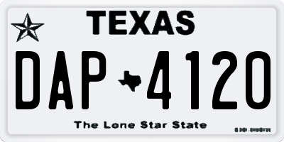 TX license plate DAP4120