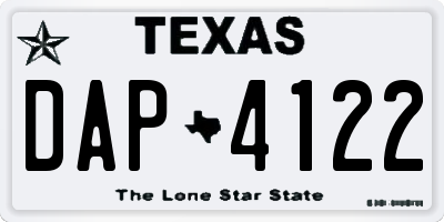 TX license plate DAP4122