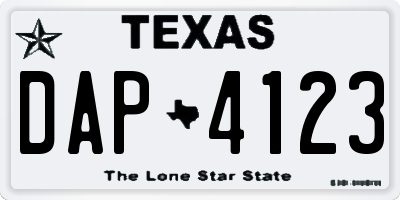 TX license plate DAP4123