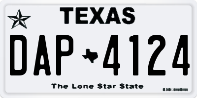 TX license plate DAP4124