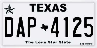 TX license plate DAP4125