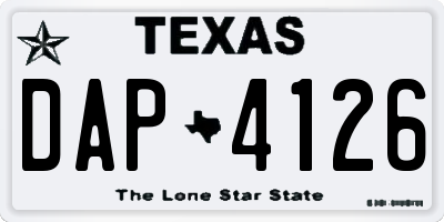 TX license plate DAP4126