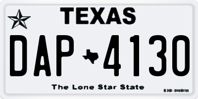 TX license plate DAP4130
