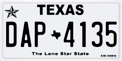 TX license plate DAP4135