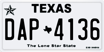 TX license plate DAP4136