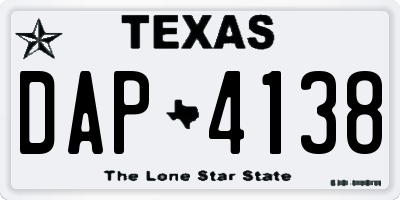 TX license plate DAP4138