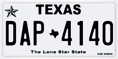 TX license plate DAP4140