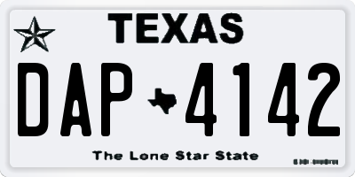 TX license plate DAP4142