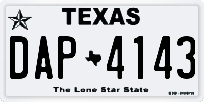 TX license plate DAP4143