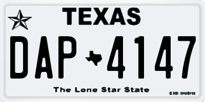 TX license plate DAP4147