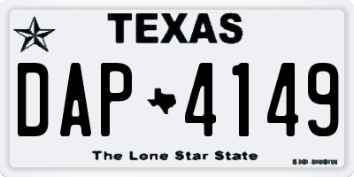 TX license plate DAP4149