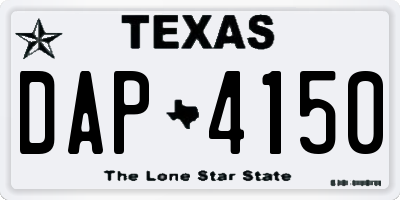 TX license plate DAP4150