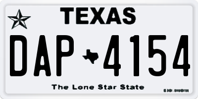 TX license plate DAP4154