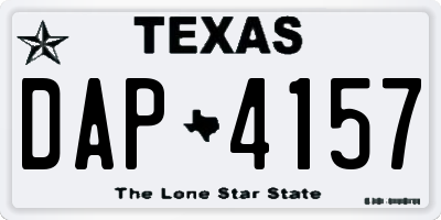 TX license plate DAP4157