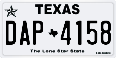 TX license plate DAP4158