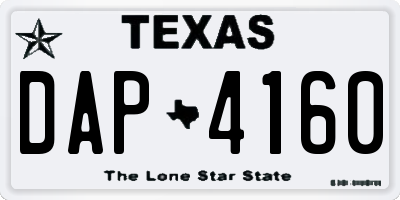 TX license plate DAP4160