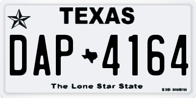 TX license plate DAP4164