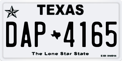 TX license plate DAP4165