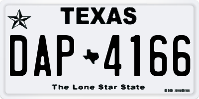 TX license plate DAP4166