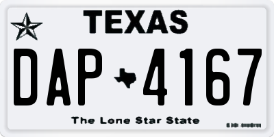 TX license plate DAP4167