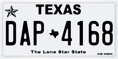 TX license plate DAP4168