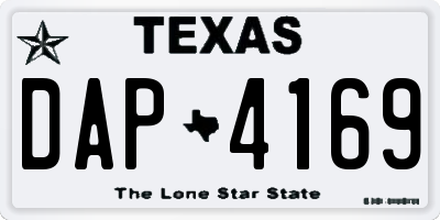 TX license plate DAP4169