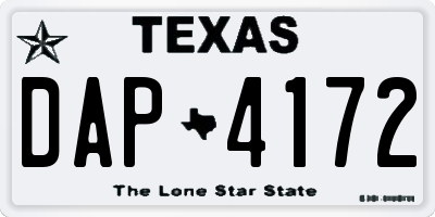 TX license plate DAP4172