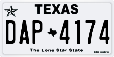 TX license plate DAP4174