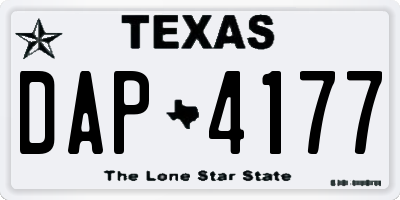 TX license plate DAP4177
