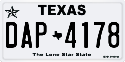 TX license plate DAP4178