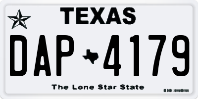 TX license plate DAP4179