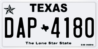 TX license plate DAP4180