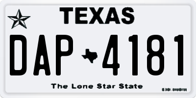 TX license plate DAP4181