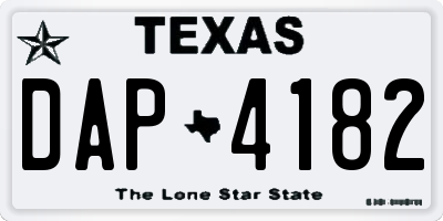 TX license plate DAP4182