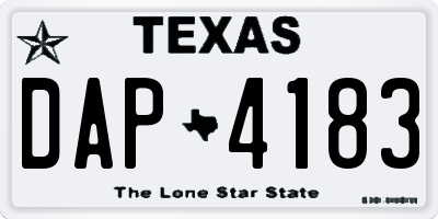 TX license plate DAP4183