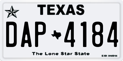 TX license plate DAP4184