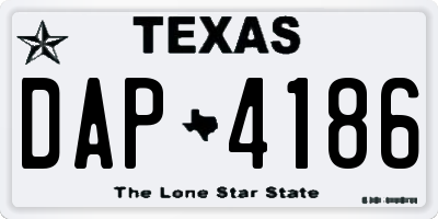 TX license plate DAP4186